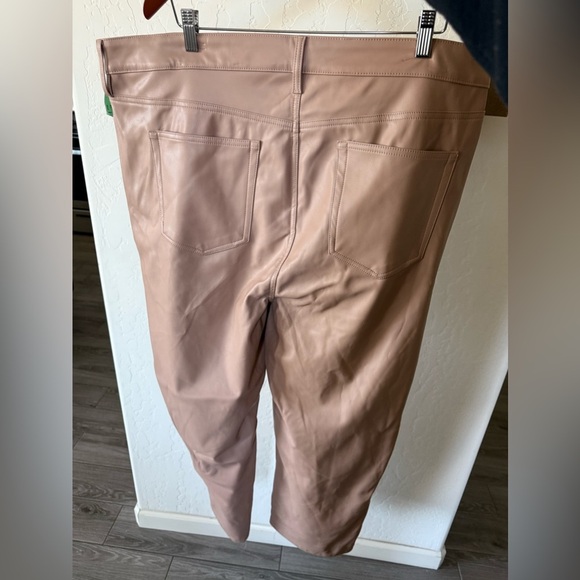 And now this|Tan faux leather Straight Leg Pants with Relaxed Fit,plus size 24W• - Picture 6 of 12